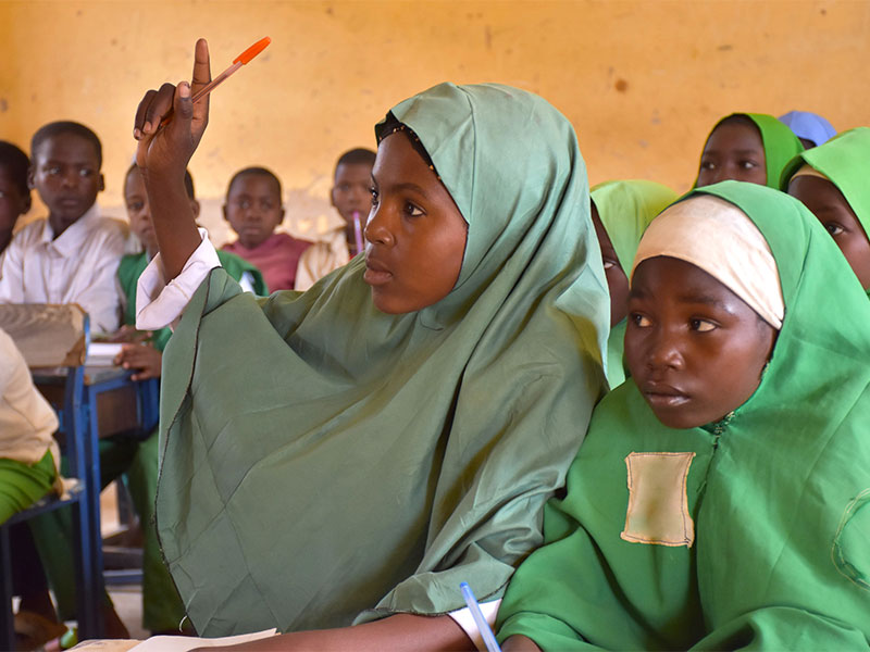 Girls learning in class in Yobe state