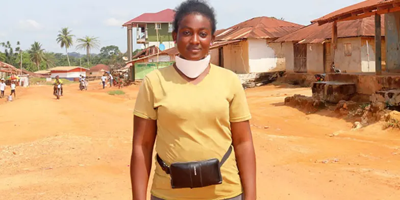 Girl stood in street