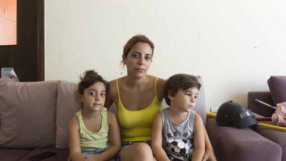 Pascale with her children, Maria and Elia.