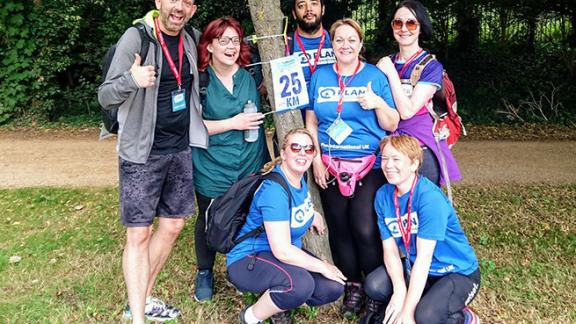 Kevin (far left) with Plan International UK's Thames Path Challenge team