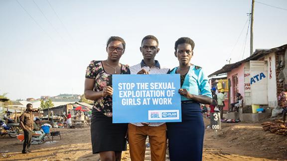 Left to right: youth advocates Fiona, Rowlings and Faridah in Uganda