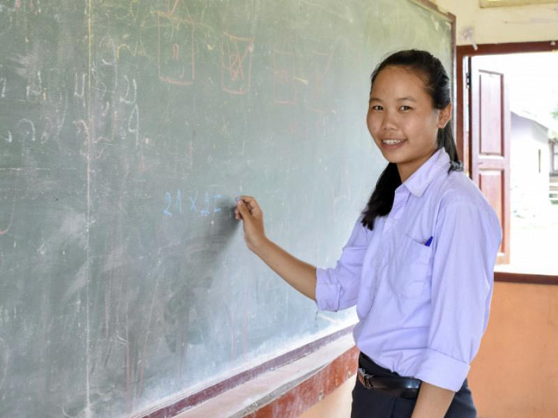 Girl at the school board