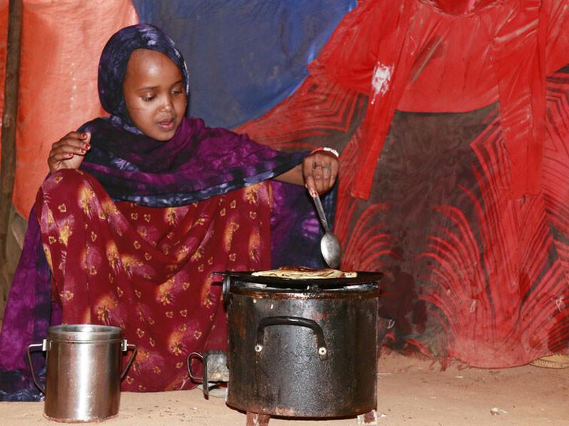 Najma, 11, lives with her mother and three siblings in a displacement camp in Somalia.