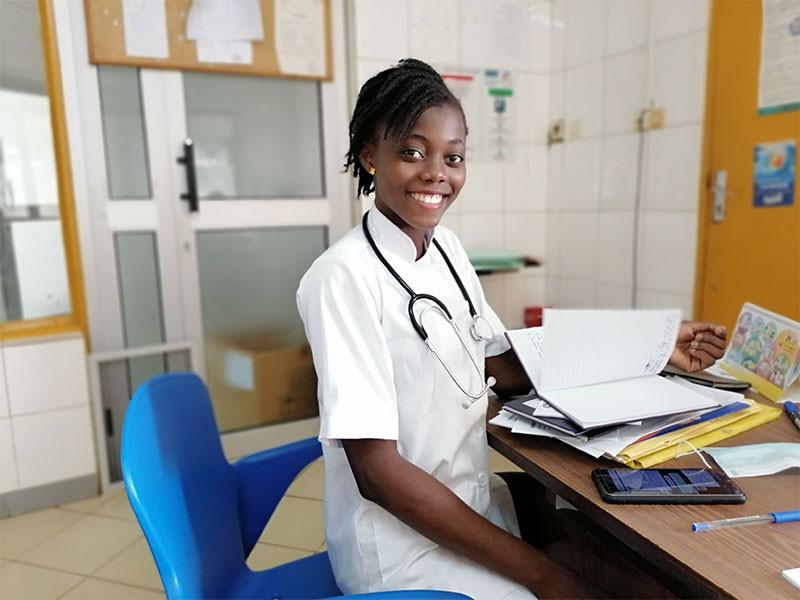 Dorcas in the laboratory at the university hospital