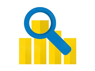 magnifying glass over chart